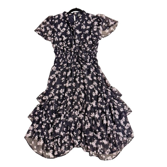 Karl Lagerfeld Printed Flower Skirted Dress Size 10 - Picture 1 of 6